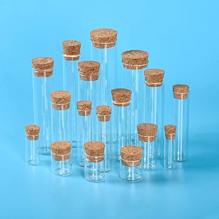 Custom Cork candy Glass pre roll tubes bottle clear glass pill bottle lead-free glass control bottle