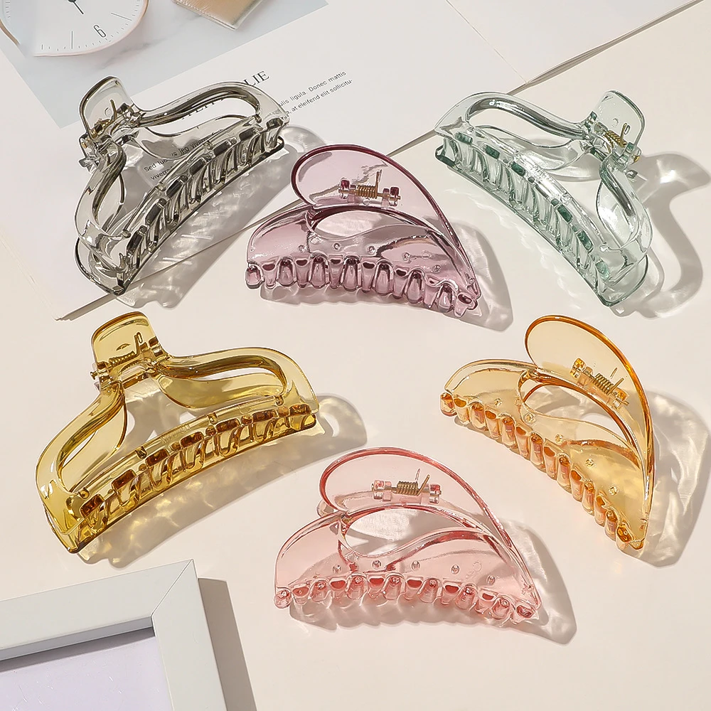 Fashion Korean Clear Hair Claw Clips Plastic Hair Crab Accessories Hairdressing Tool