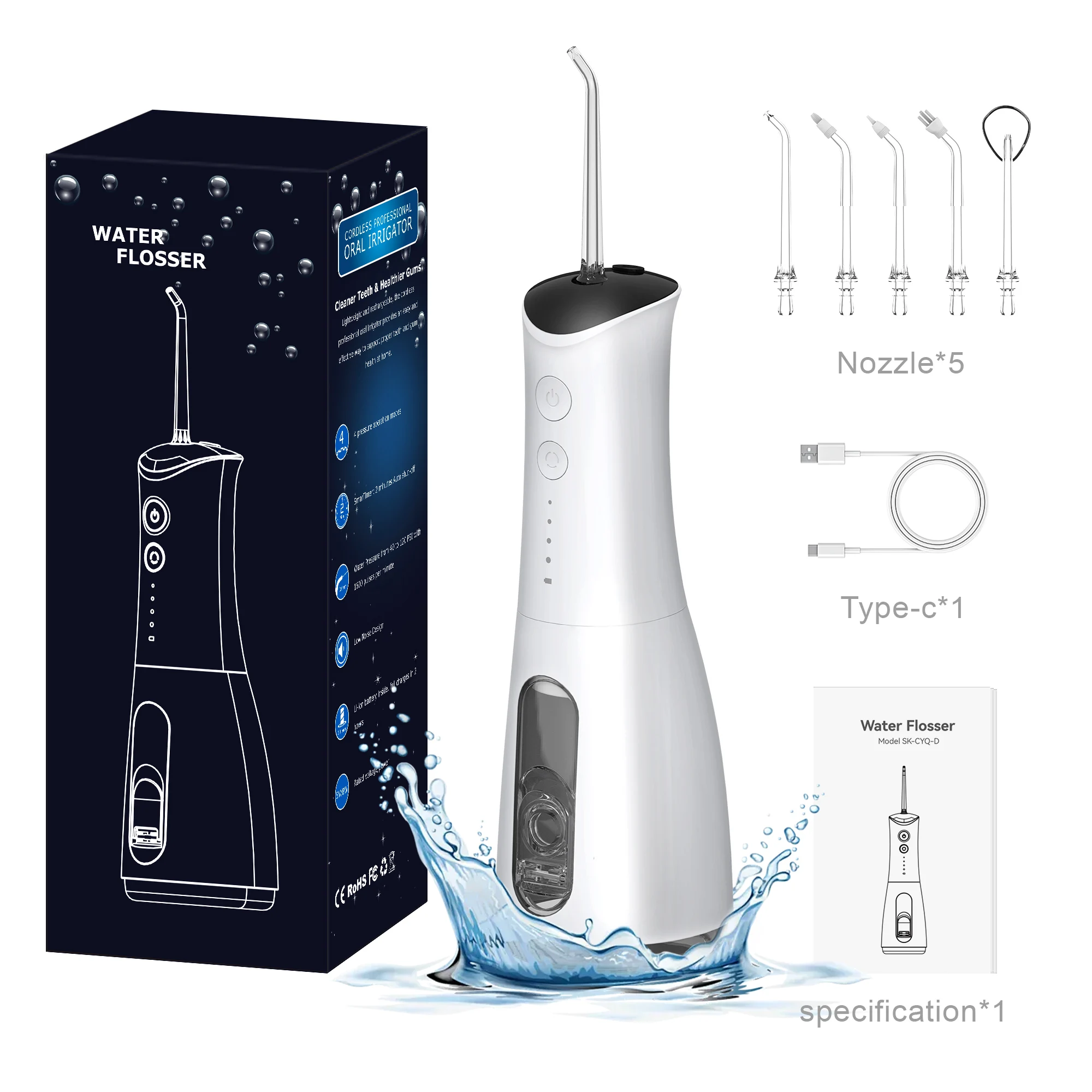 Sample Can Be Customized Logo Water Dental Flossers Cordless Teeth Cleaning Electric Water Pick Jet Oral Irrigator Water Flosser