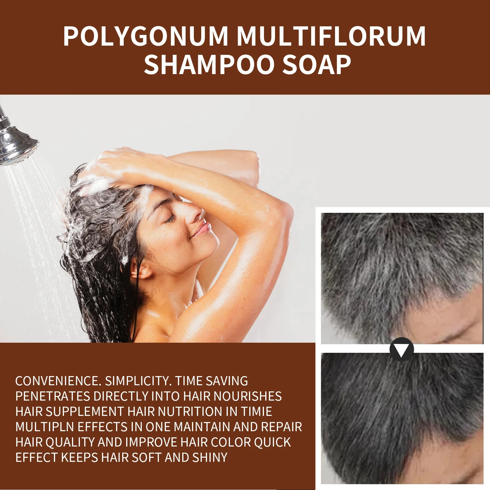 Organic Grey Reverse Polygonum Multiflorum Essence Hair Darkening Shampoo Bar Soap for Moisturize and Repair Hair Damages