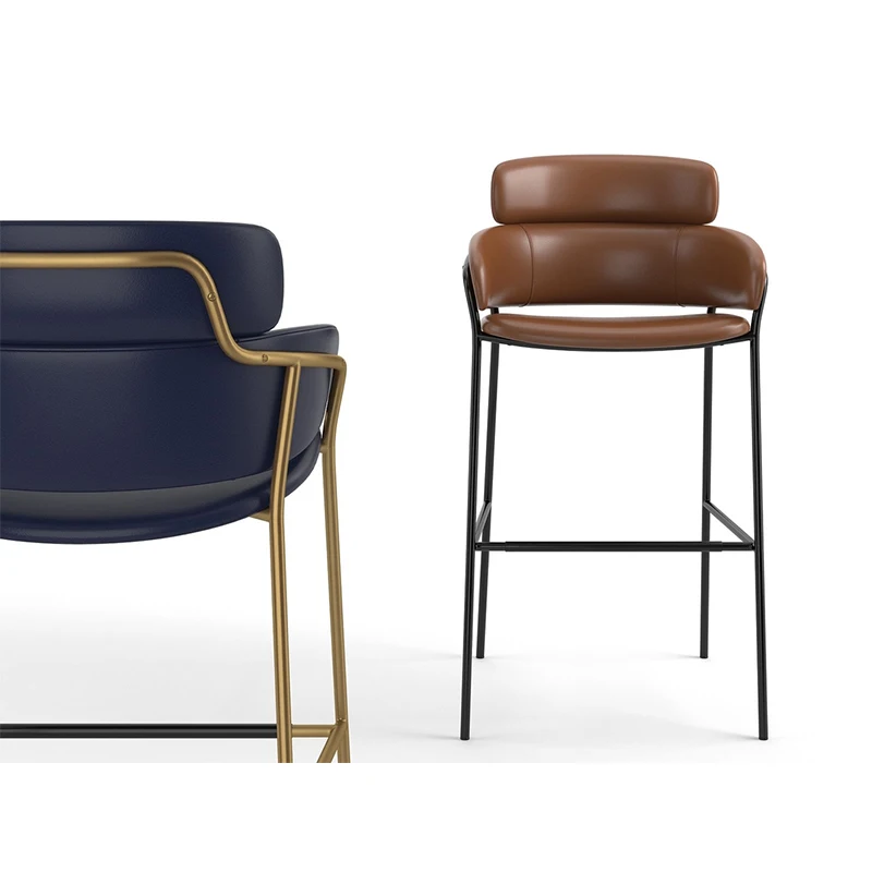 Modern Luxury Green Velvet High Bar Stool Kitchen Bar Counter Stools with Back