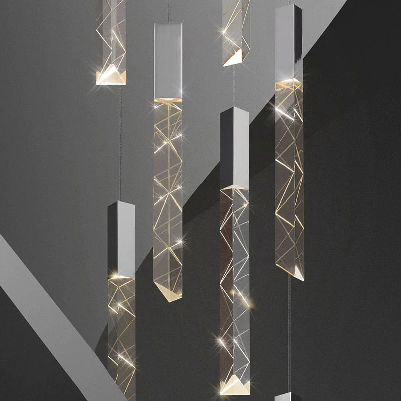 Luxury Chandelier Modern Living Room Modern LED Staircase Decorative Chandeliers Clear Crystal Pendant Lights Chandelier Lamp