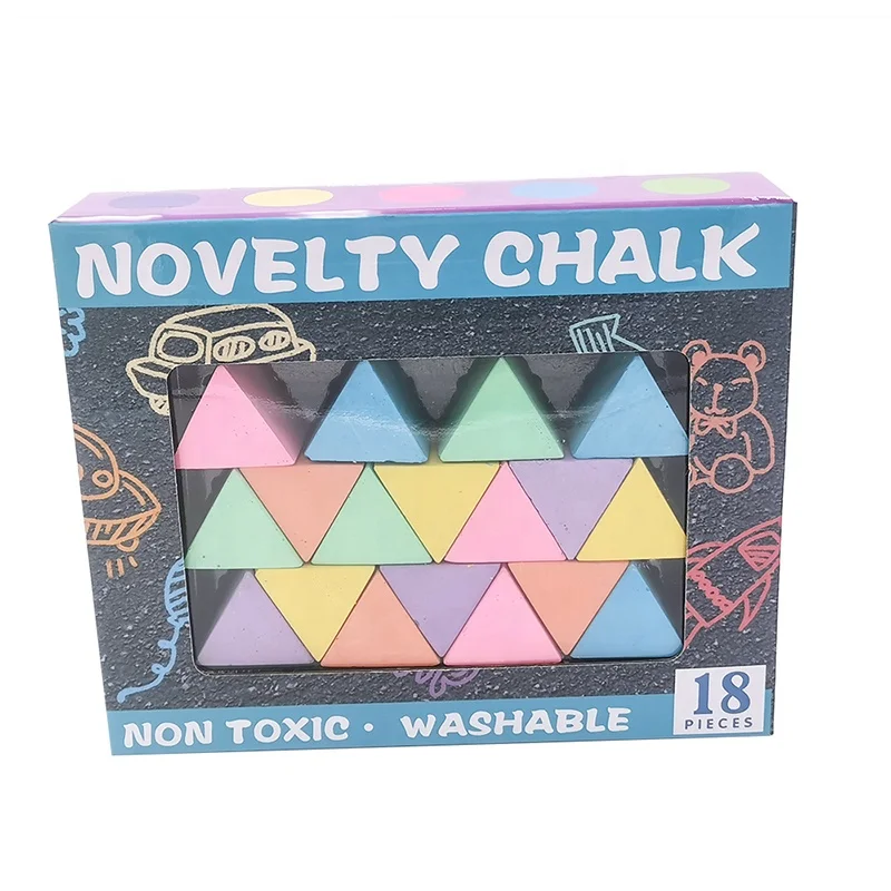 educational novelty  15 pieces of pyramid shaped  chalk  non toxic triangle sidewalk chalk for kids