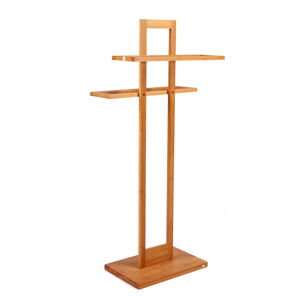 Multifunctional Bamboo Bathroom Towel Rack Free Standing Clothes Holder Storage Organizer Ladder Commodity Shelf