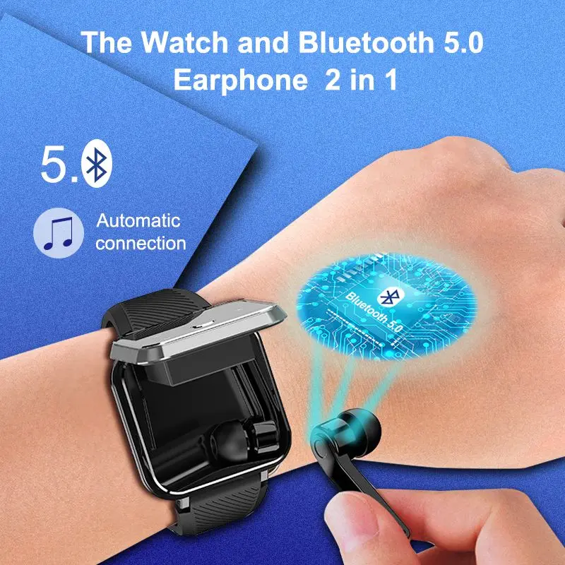  Новинка 2020 фитнес-трекер с пульсометром умные часы Bluetooth ремешок беспроводными наушниками