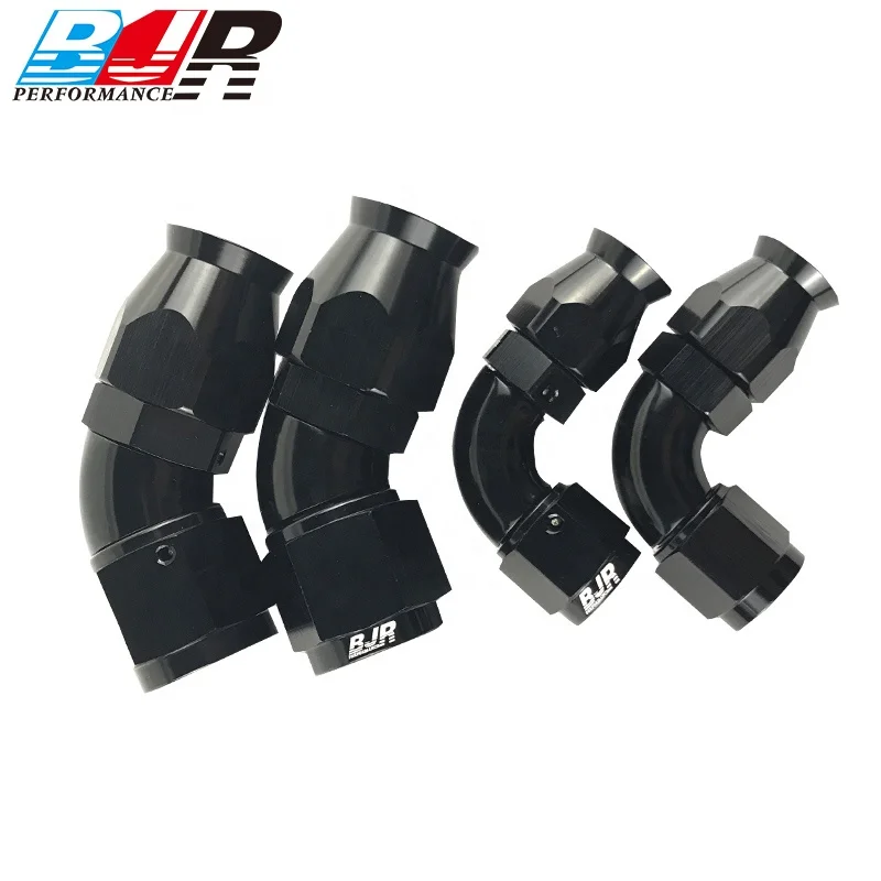 BJR  45 Degree Aluminum Female AN Thread to AN Fuel Oil PTFE Hose Line  Full Flow AN Fittings