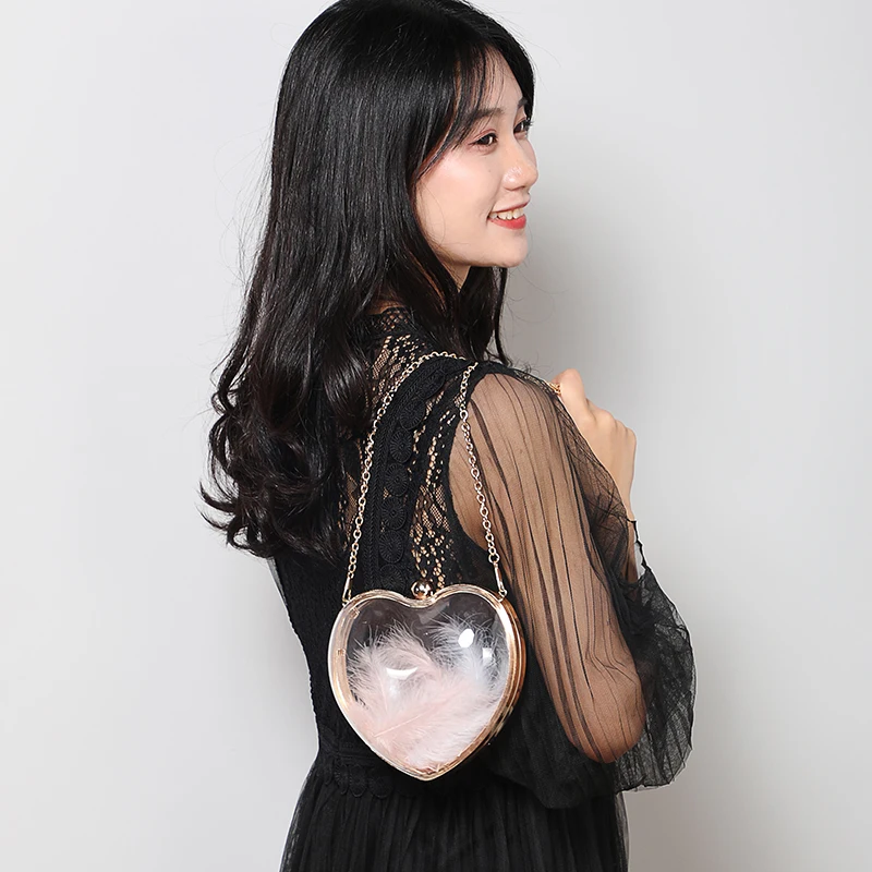 
New fashion shell heart evening clutch bags shoulder bag Evening Bag wholesale clear handbags factory price in china MOQ2 
