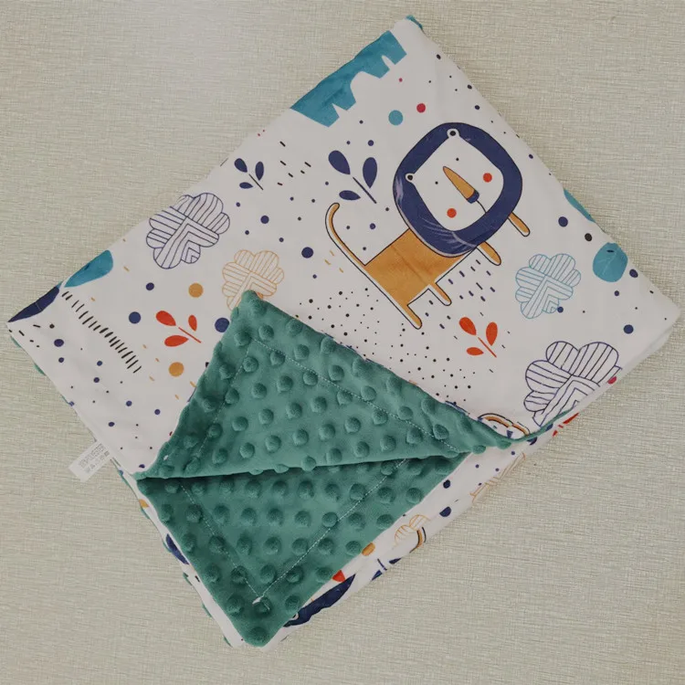 Animal Design Super Soft Cozy Dotted Backing Swaddle Breathable Minky Throw  blankets for kids