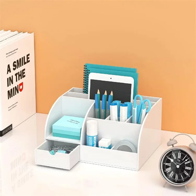 Прозрачная акриловая настольная коробка для хранения канцелярских принадлежностей, блокнотов, лент, органайзер, кейс для макияжа, офисный контейнер, аксессуары
