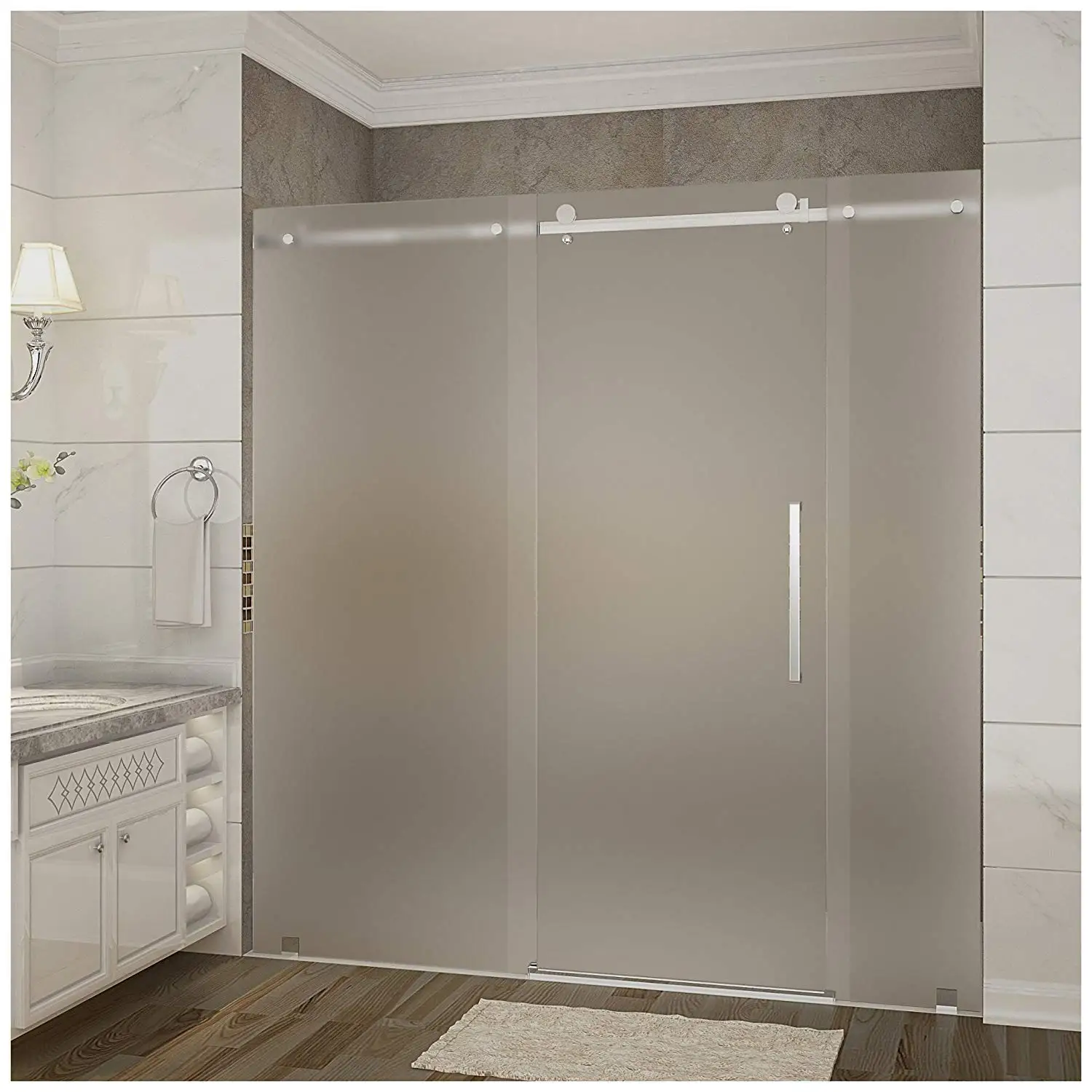 High safety excellent quality Designs Hotel Frosted Sliding Bathroom Laminated Glass Shower Doors