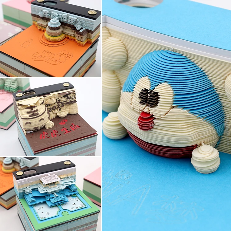 Special Hot Selling 3D Memo Pad With Pen Holder Cute Design Castle Aesthetic Square