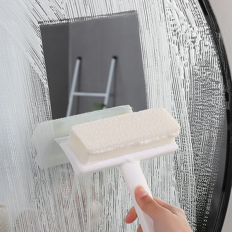 Tiktok hot sale  Bathroom Mirror Wiper Scraper With Sponge Glass Scraper Practical Cleaning Tool
