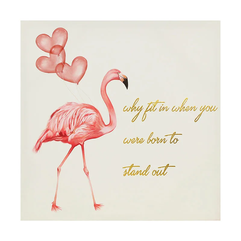 Living Room Decoration Flamingo Gold Foil Canvas Wall Art Home Painting Decor