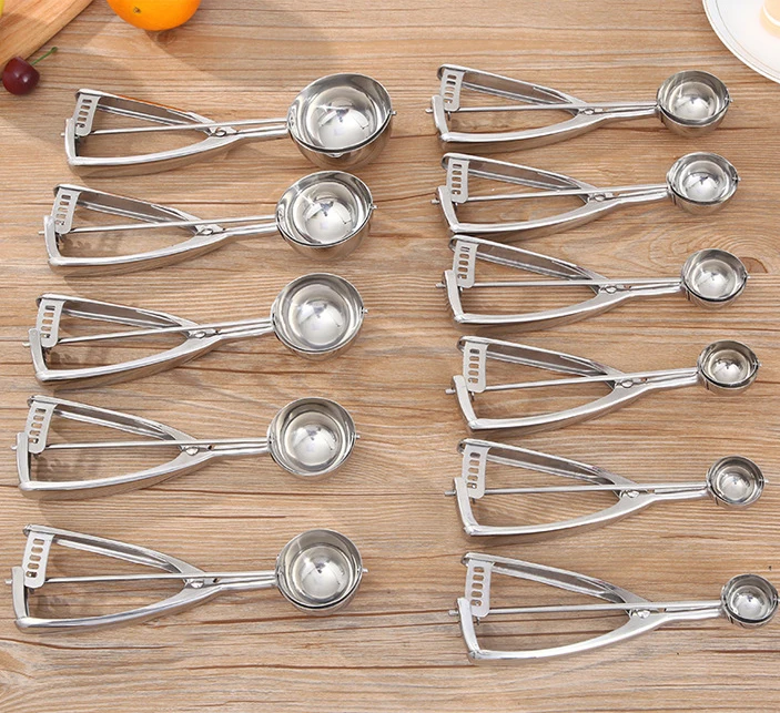 New 304 Stainless Steel Round Ice Maker Ice Ice Cream Scoop Spoon