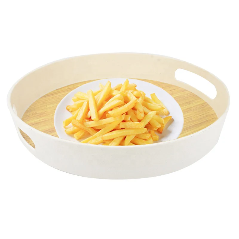 
13inches Latest eco biodegradable bamboo fiber serving tray with customized pattern 