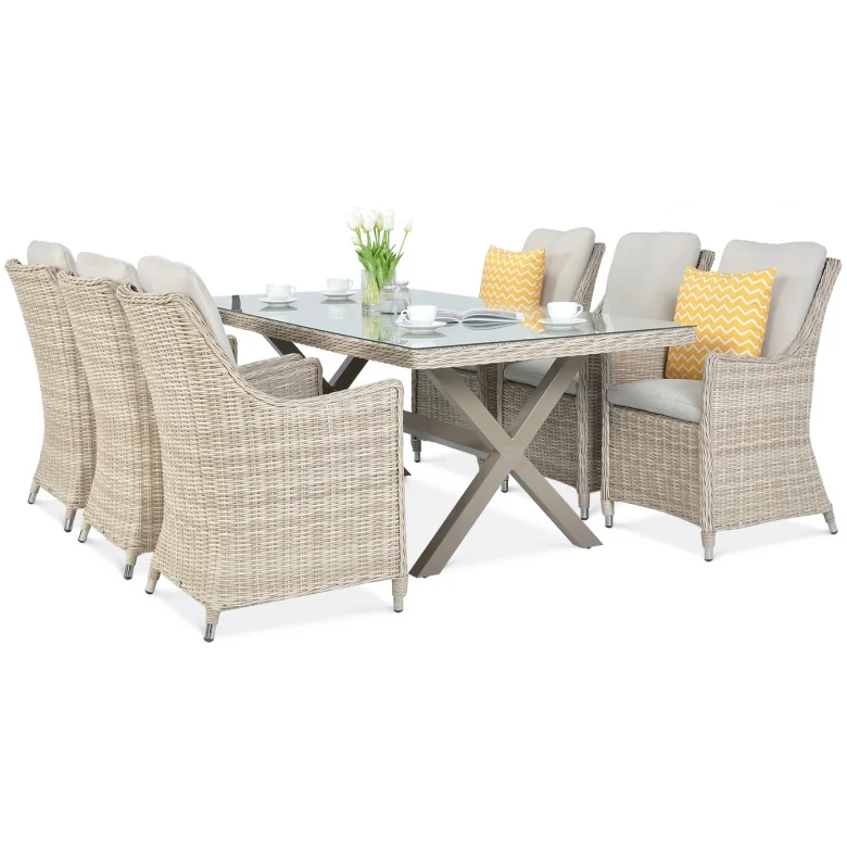 Dining Room Set Outdoor Rattan Furniture Set 6 Seater Dining Table Set Cafe Furniture