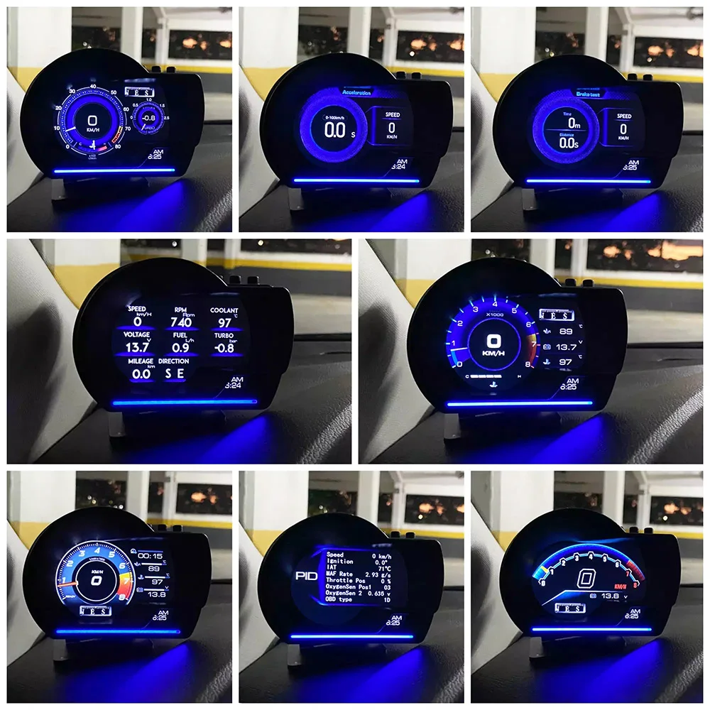 Car HUD Head Up Display OBD GPS Smart Gauge Test Brake Test Overspeed Alarm HD LCD Refitting Code Table Display For Cars