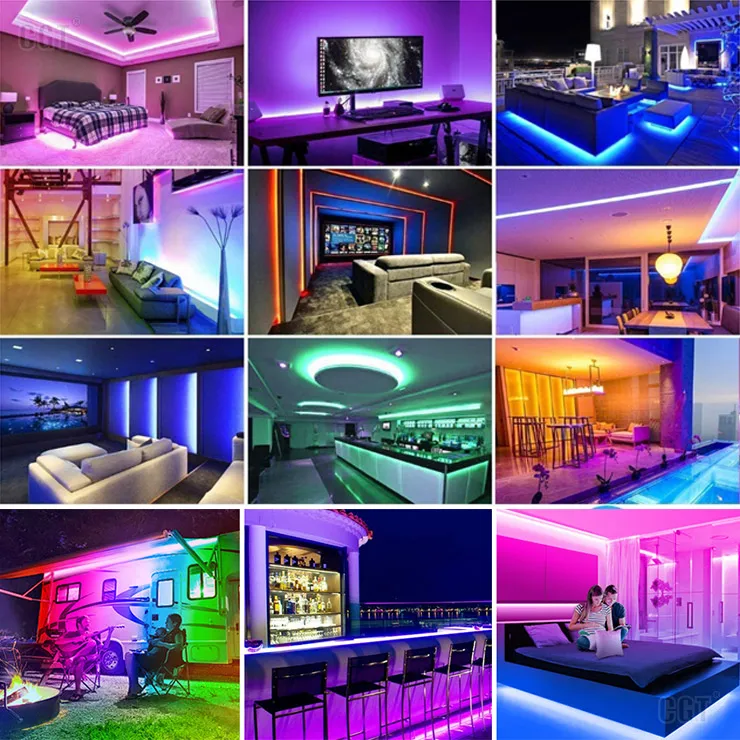 Рождественские Цветные сменные светодиодные RGB-ленты 12 В постоянного тока с управлением