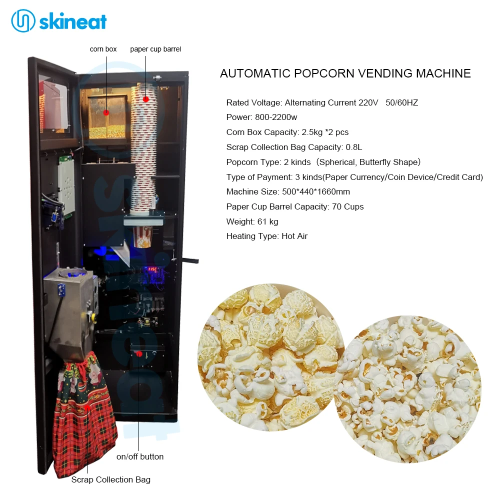 Full-Automation/Automatic/Perfect Automatic/Supermatic Popcorn Robot Electric Corn Popcorn Vending Machine