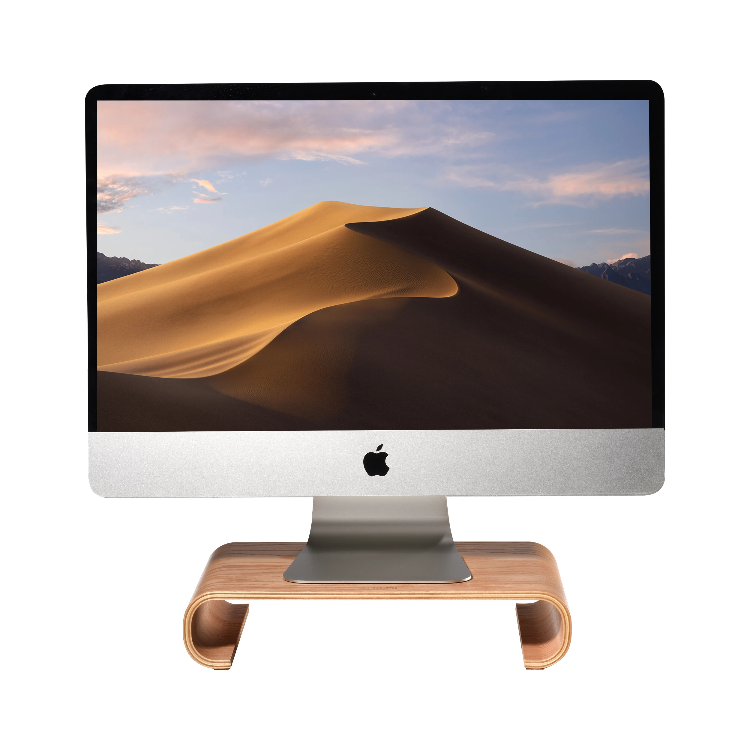 SAMDI Wooden Monitor Stand Riser Materials With Bent Design Desktop Monitor Display Organizer Dock for PC TV Screen Notebook La