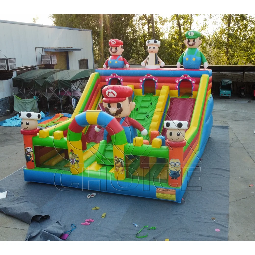 New design inflatable bouncy castle with slide cartoon inflatable kids jumper bouncer combo slide