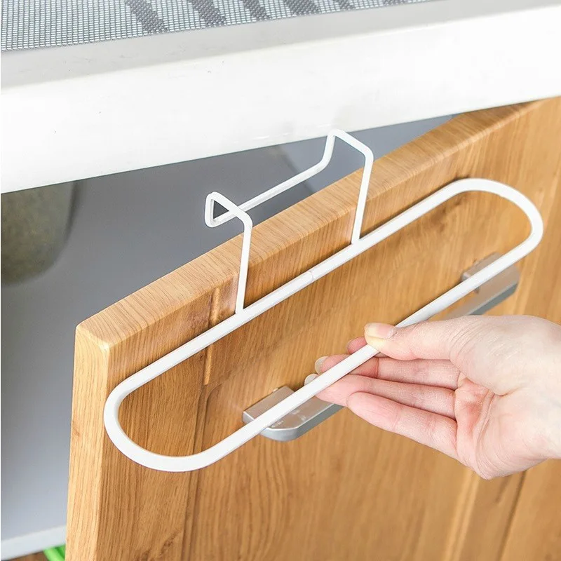 Simple no-punch towel rack Kitchen Cabinet Door Rear rag rack Creative Bathroom Hook hanging rack Hanging door shelving