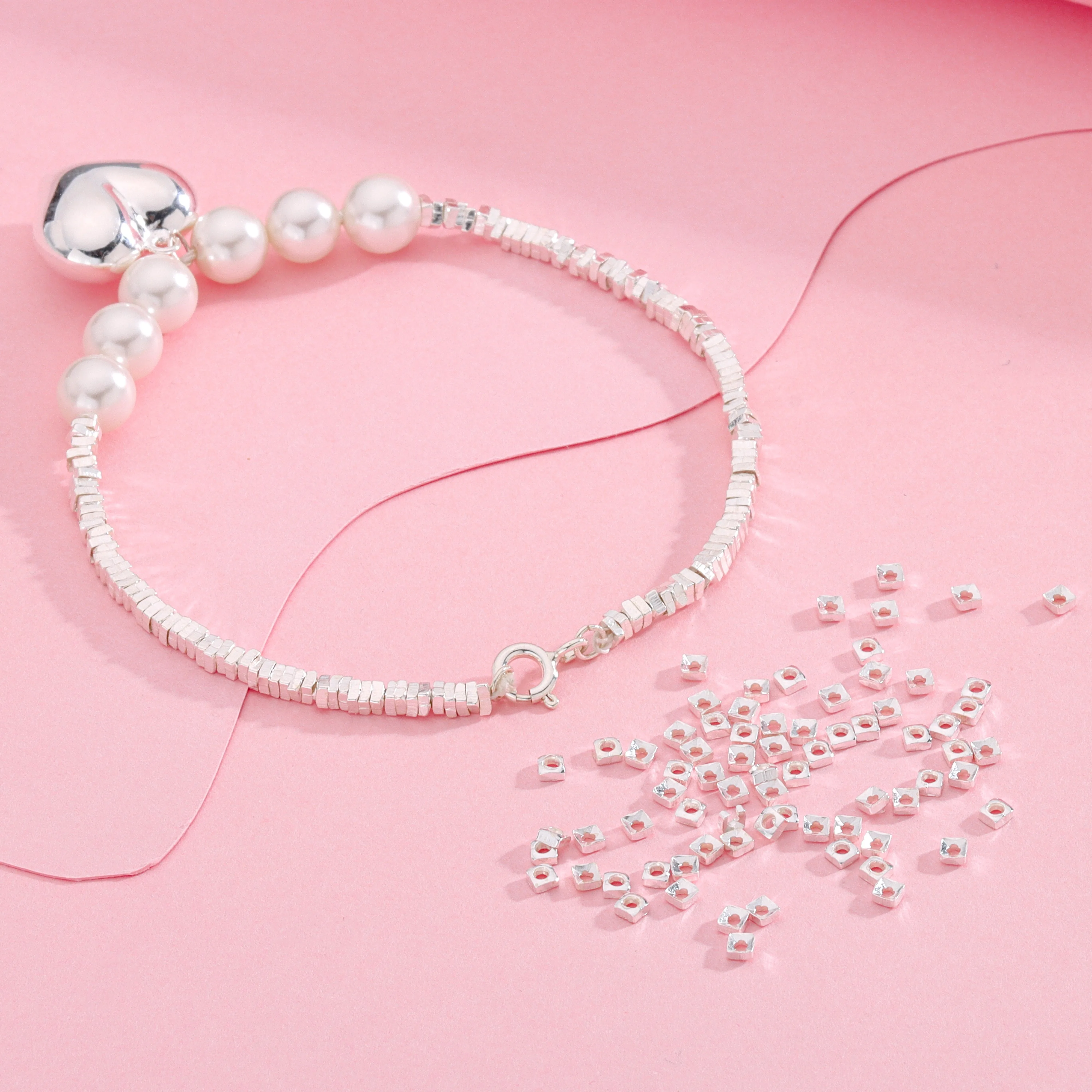 Wholesale 925 Sterling Silver spacers Accessories DIY Square triangle shaped Silver scrap For Jewelry Making Supplies