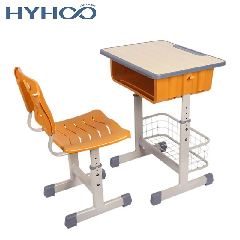 HYHOO School Furniture Single Tables and Chairs University Desk and Chair Set for School Students