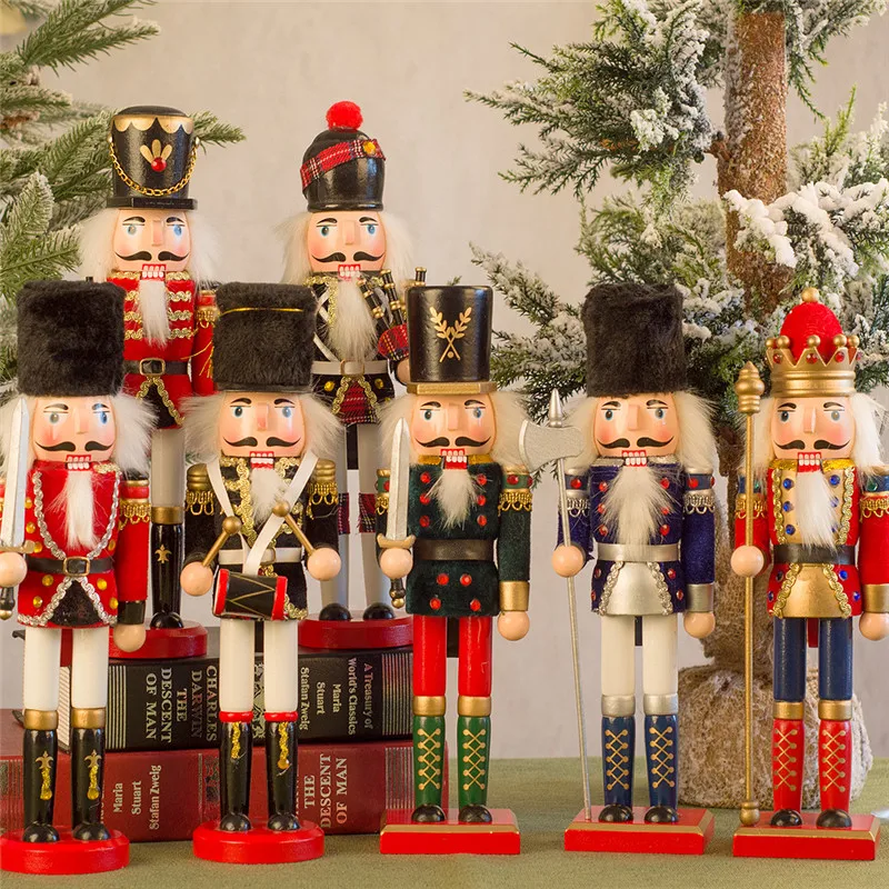 European-style cloth-covered nutcracker puppet Christmas 30CM Christmas wine cabinet set-up decorations