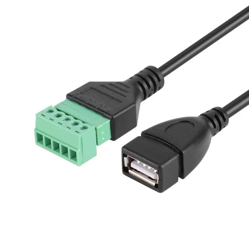 Computer Cables USB 2.0 Type A Female to 5Pin Screw w/30cm Shield Terminal Plug Computer Connector Adapter Cable Wire
