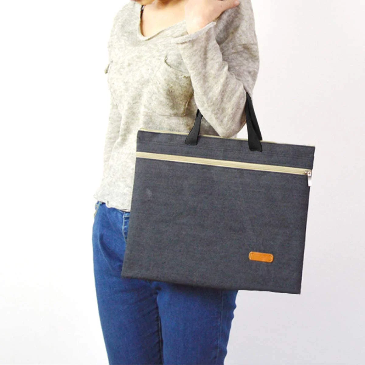 Gelory Paper Files Notebook Organizer Bag Waterproof Zipper Document Bag with Handle and Meeting Office Organizer Briefcase