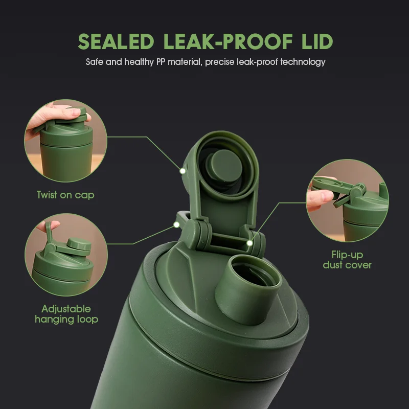 Top Hot selling Double Wall Stainless Steel  Insulated Blender  Shaker Bottle Full Color Black Travel Shaker