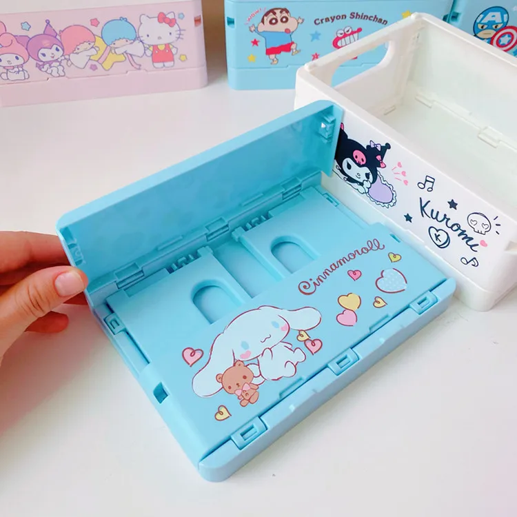 Cartoon kawaii foldable storage box  Kuromi Desktop Sundries Sorting Small Box Dormitory Accessories Household Storage boxes