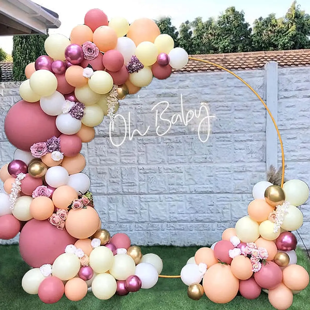 Gold Pink White Yellow Orange Balloons Macaron Latex Ballons garland Arch Kit for Birthday Wedding anniversary