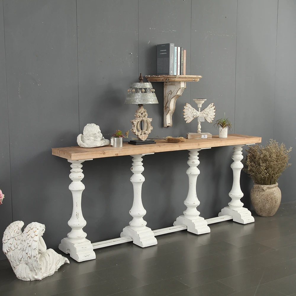 Домашний сад Дизайн Коридора деревянная консоль стол белый ножки крыльцо стол
