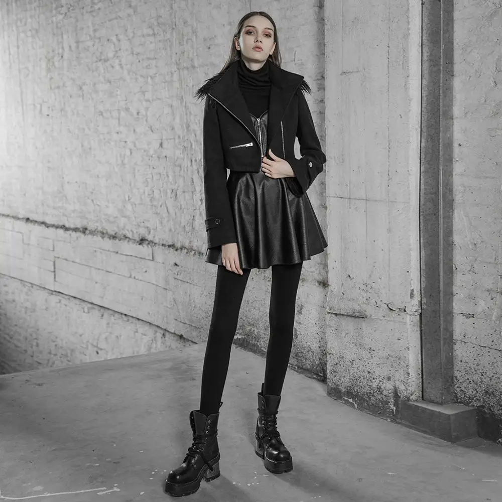 
OPY-379 PUNK RAVE women short mink coat Handsome short collar coat with collar 