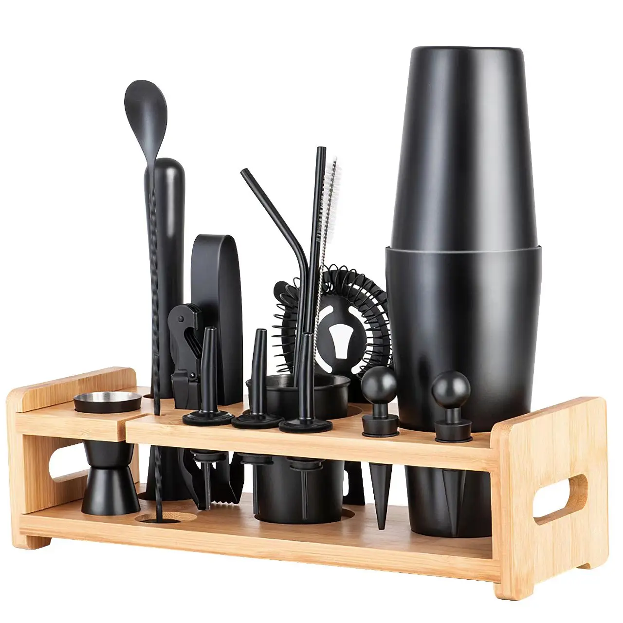 Mixology Bartender Kit 10-Piece Bar Tool Set with Bamboo Stand Perfect Home Bartending Kit Martini Cocktail Shake Set