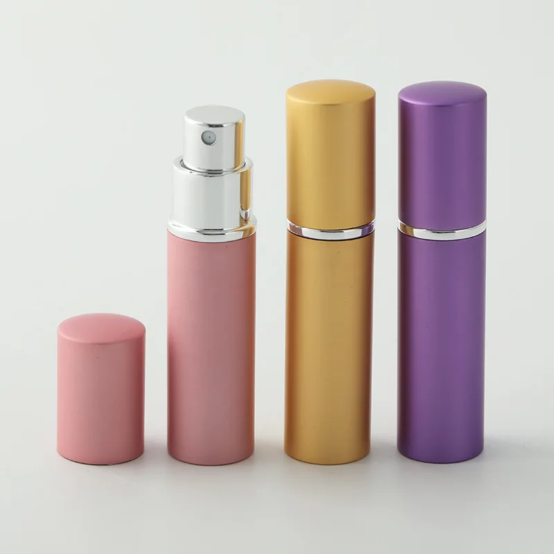 2022 travel portable aluminum tube perfume glass bottle 10ml spray empty essential oil spray bottle