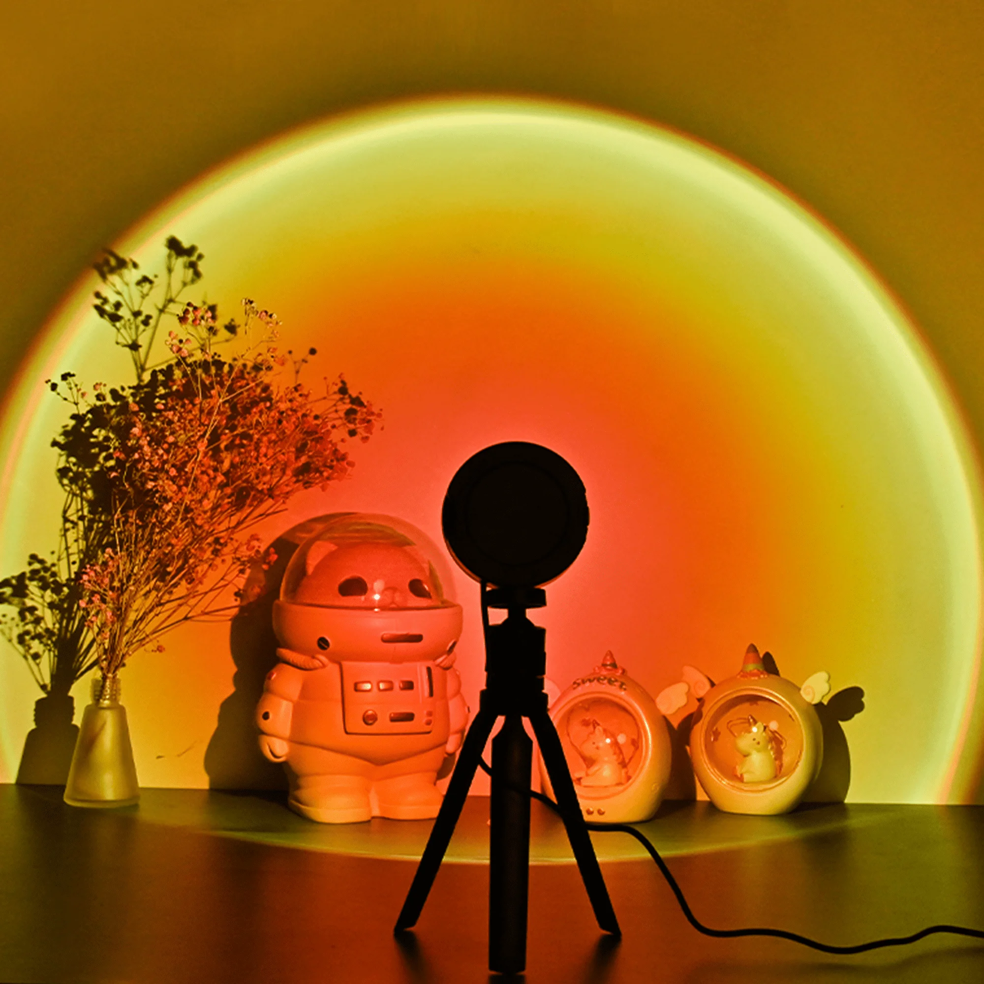 Sunset Lamp Projection 16 Colors Changing Projector LED Lights Floor Lamp Rainbow Projection Light 360 Degree Rotation