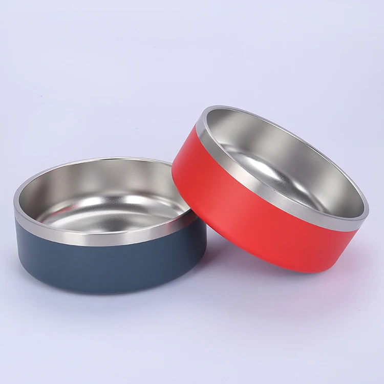 Wholesale Large 64 oz 42oz Dog Bowl Stainless Steel Pet Bowls Food Feeder Powder Coated Metal Dog Bowl for Dog with Logo