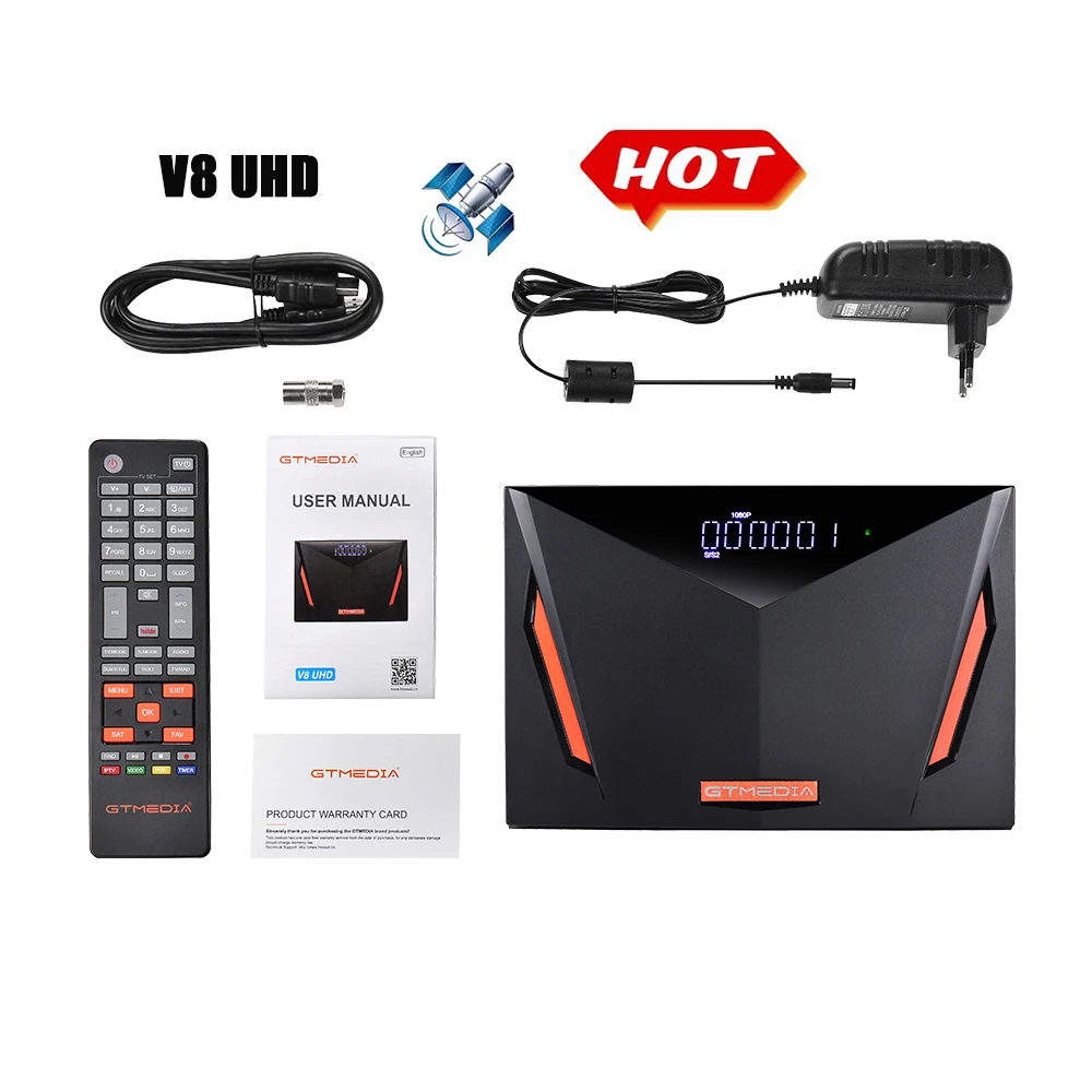 GTmedia V8 UHD 4K Satellite Receiver DVB-S/S2/S2X DVB+T/T2/ISDB-T/Cable STB Satellite Receiver for European
