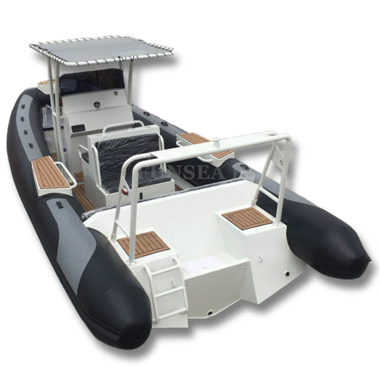 Top quality 22 foot 6.5m gray deep v bottom hull pvc / hypalon air tube Germany RHIB luxury Aluminum rib boat tender 650
