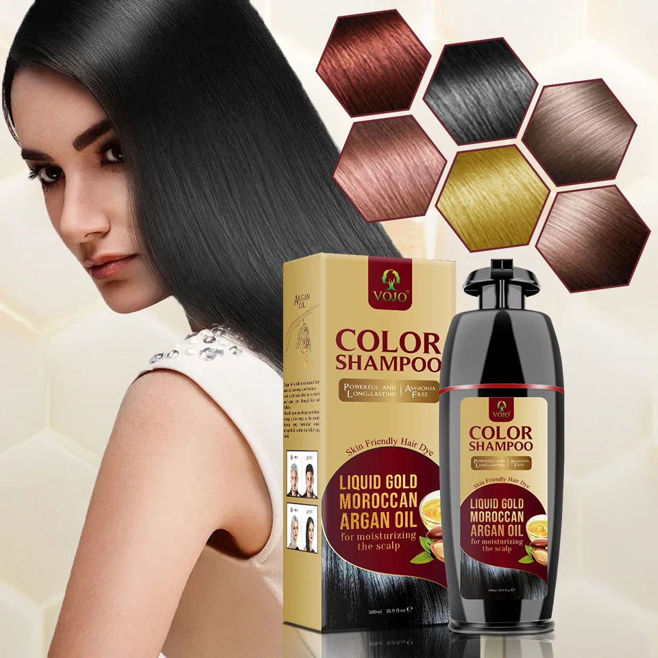 Hair Black Shampoo VOJO No Ammonia 500ML Herbal  7 ColorS Wholesale Hair Dye fast moving items for market
