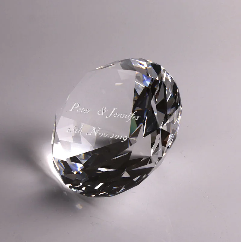Personalized Optic Crystal Diamond Paperweight Wedding Souvenirs Favor Guests Return Gifts