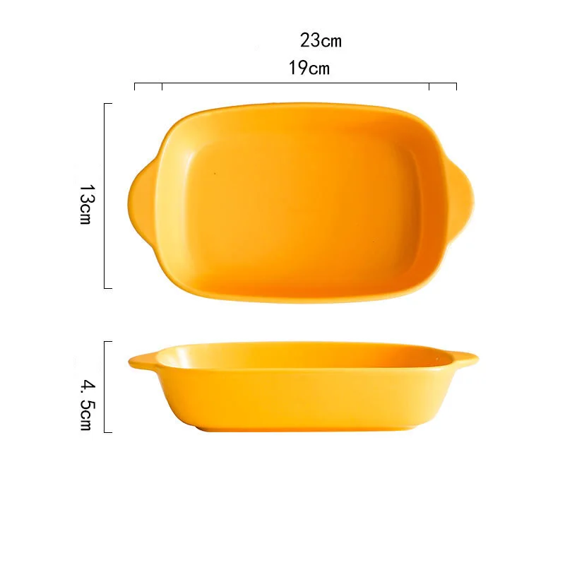 Factory direct supply Nordic ceramic plate with handle cheese baked rice tray baking tray oven household