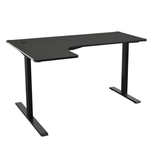 Height Adjustable Electric Stand Desk L Shaped Single Motor Ergonomic Standing Desk Large Desktop Black Computer Desk