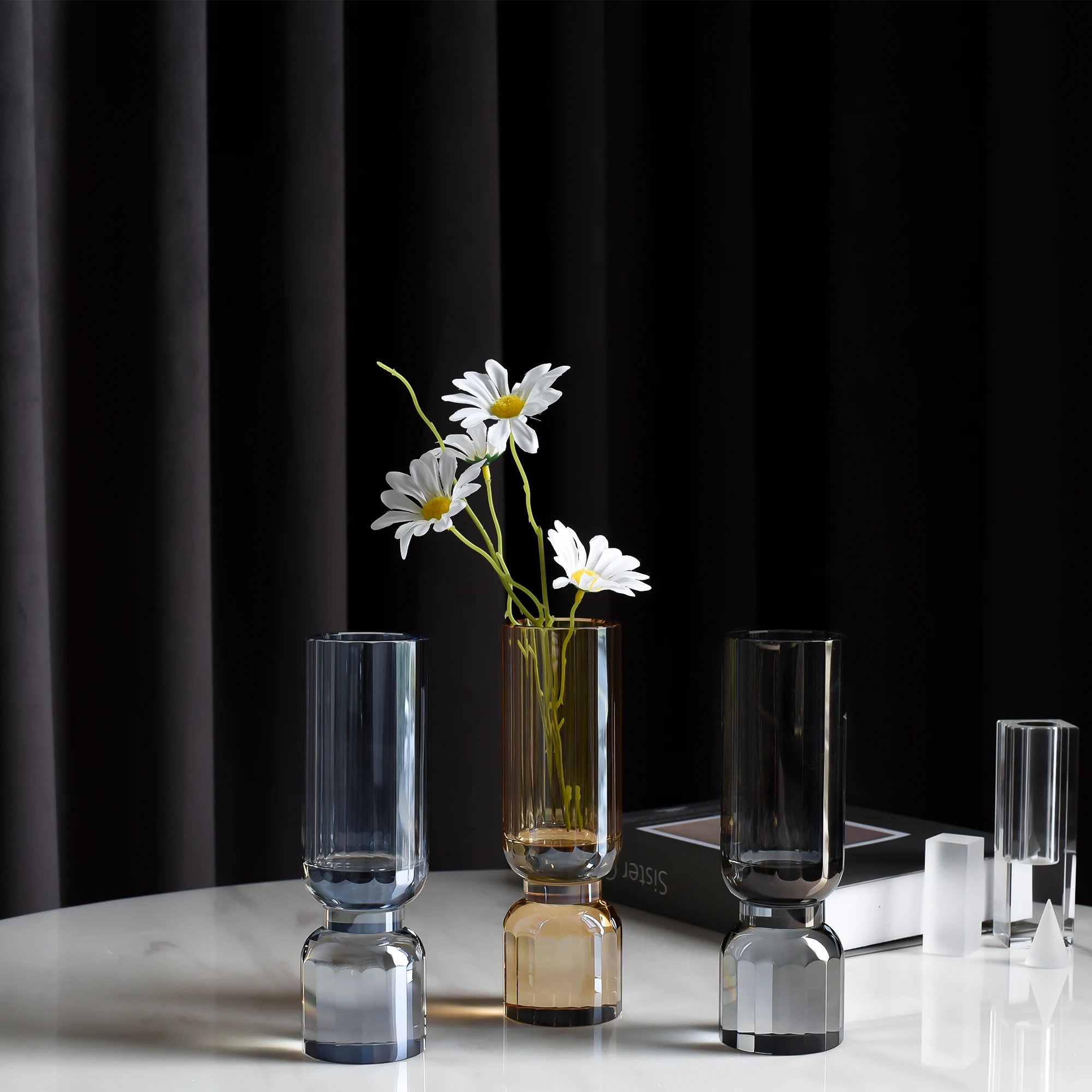 Centerpiece Crystal Decorative Colored Clear Crystal Flower Vase/Crystal Vases for Home Decoration