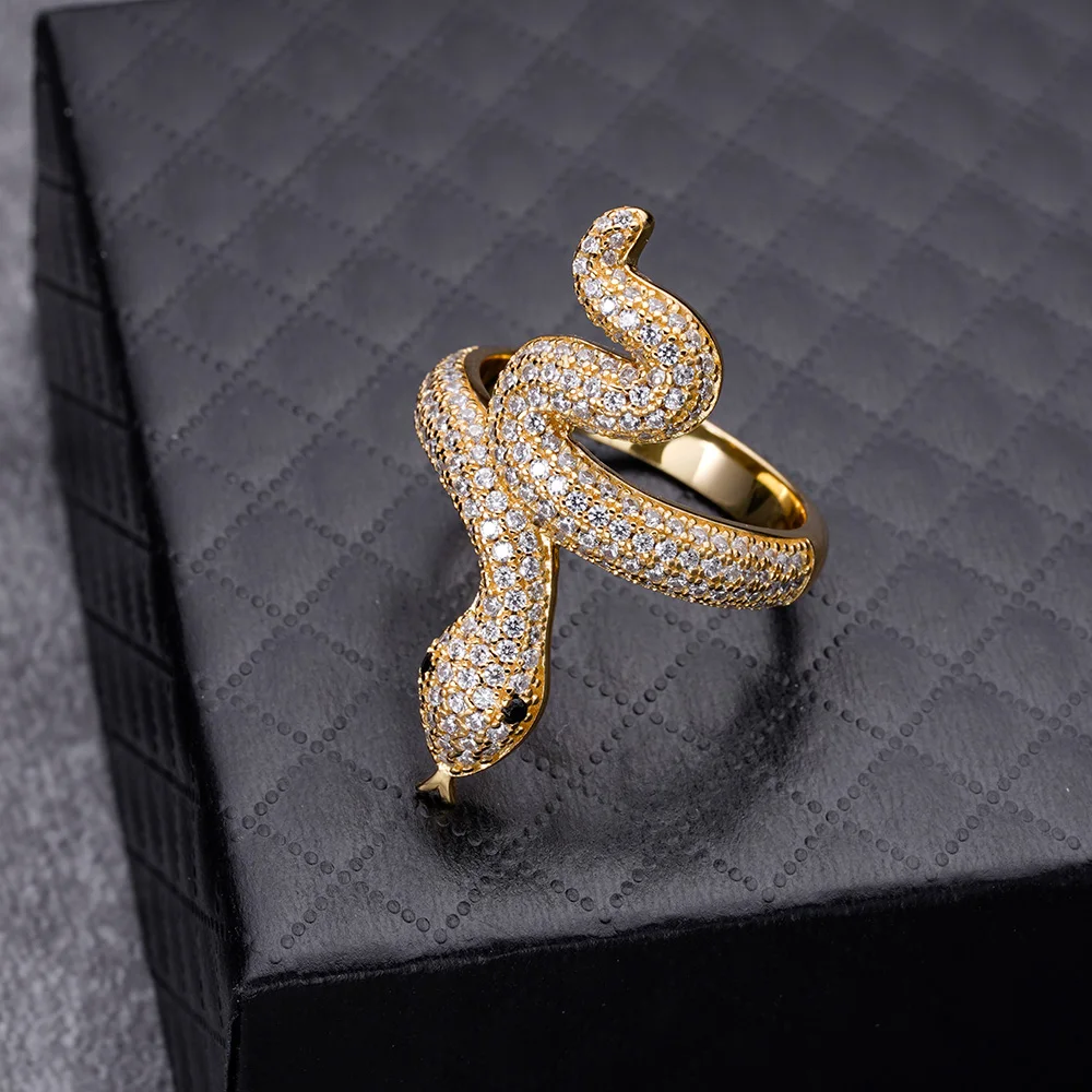 Wholesale Fashion Jewelry Simple Design Micro Pave Cz High Quality Mans Snake Rings For Men