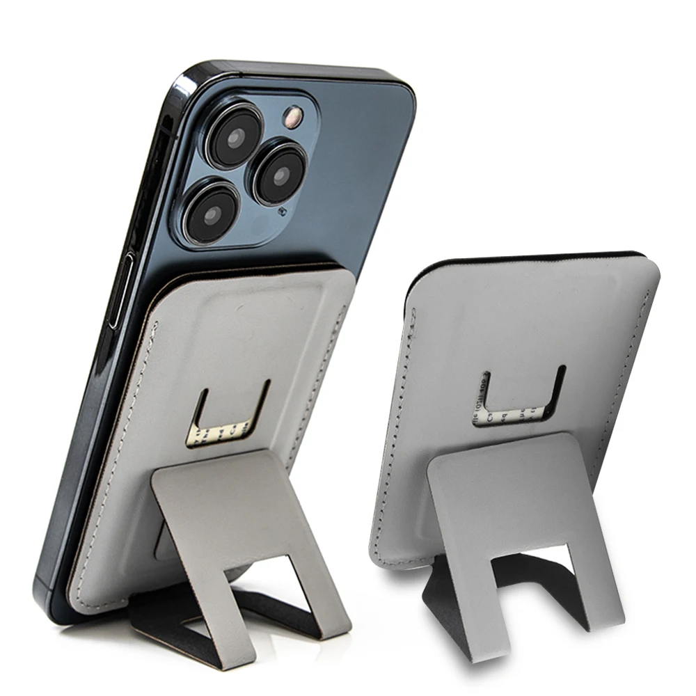 2022 Mini PU Leather Folding Phone Stand Invisible Adjustable Cell Phone cradle Magnetic mobile phone holder for iPhone