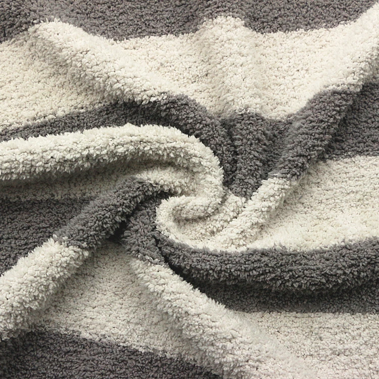 Fancy Feather Yarn Rove Coarse Half Velvet Fabric Knit Weft Stripe Chenille Centipede Yarn Dyed Stripe Half Fleece Velour Fabric